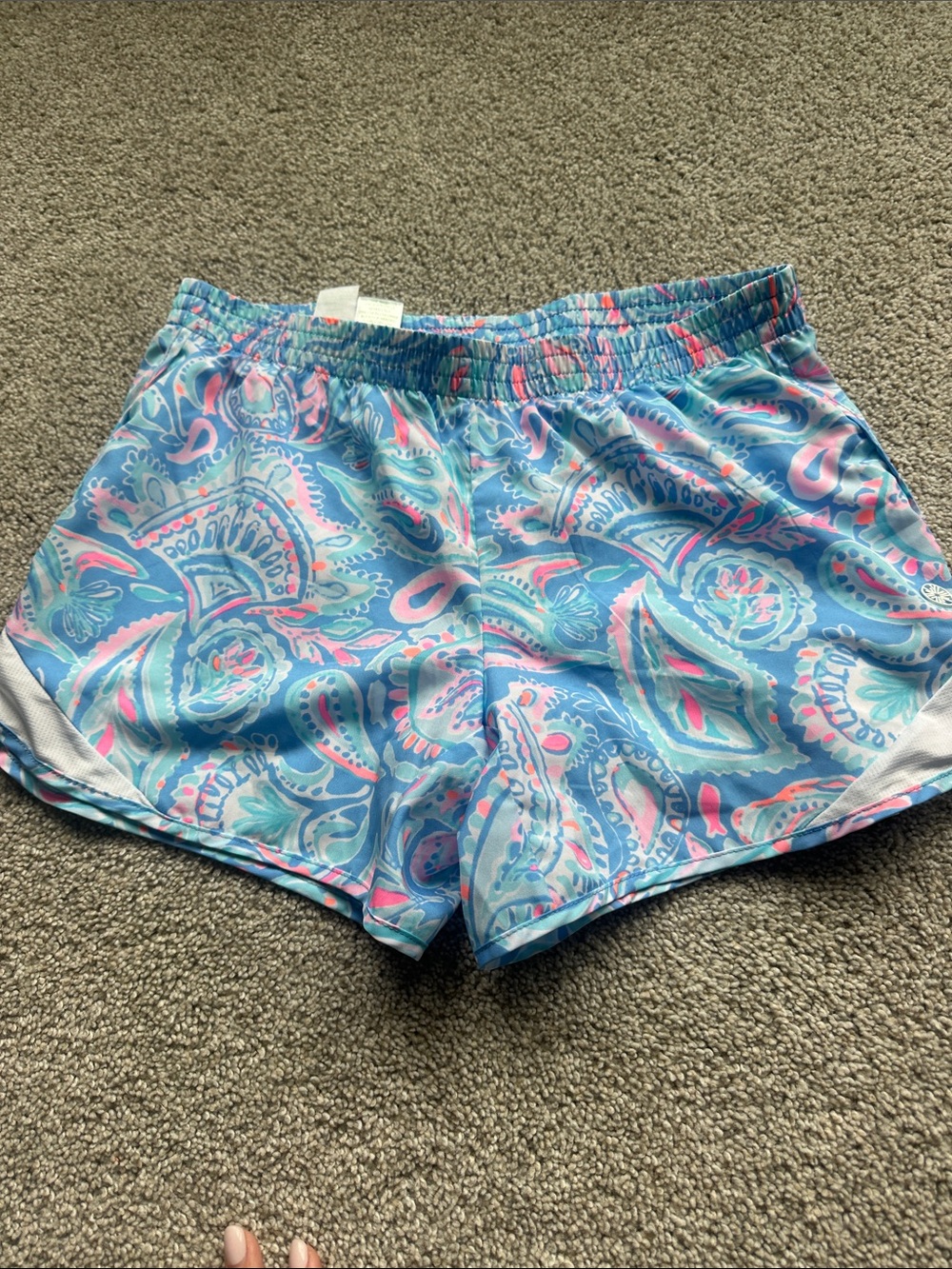 Lilly Pulitzer Blue Paisley Pink Accents Athletic Shorts